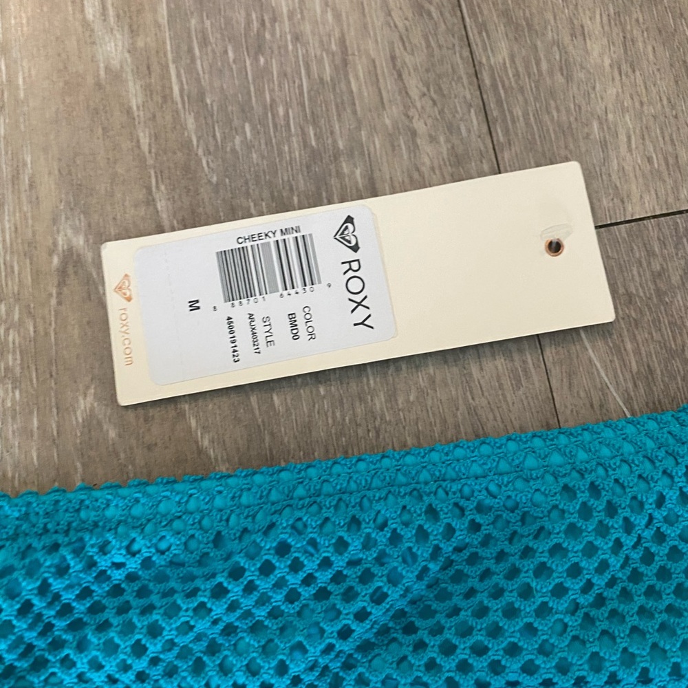 NWT Roxy Turquoise Mesh Cheeky Mini - M - Picture 2 of 4